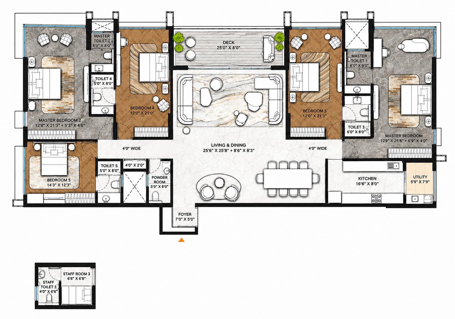 5BHK floor plan