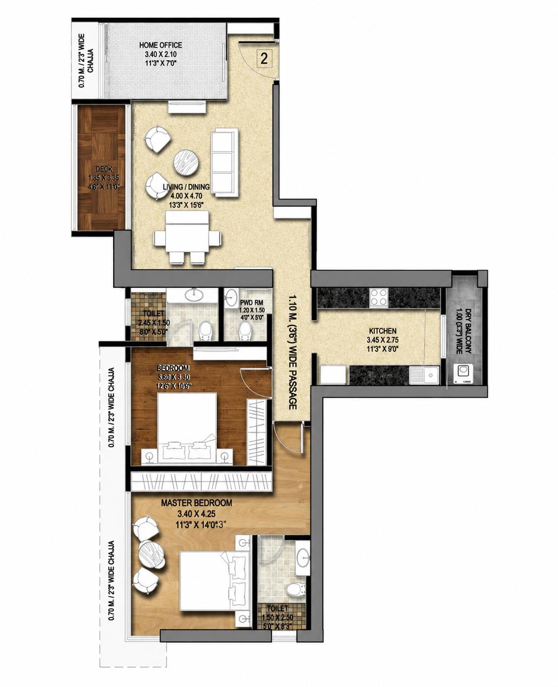 2.5BHK floor plan