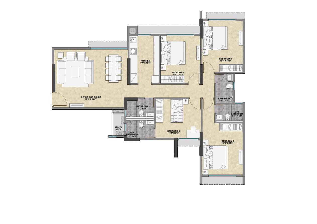 4BHK floor plan