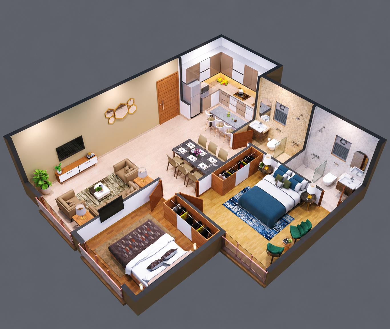 2BHK Elite floor plan