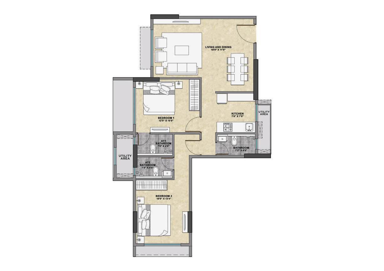 2BHK Premium floor plan