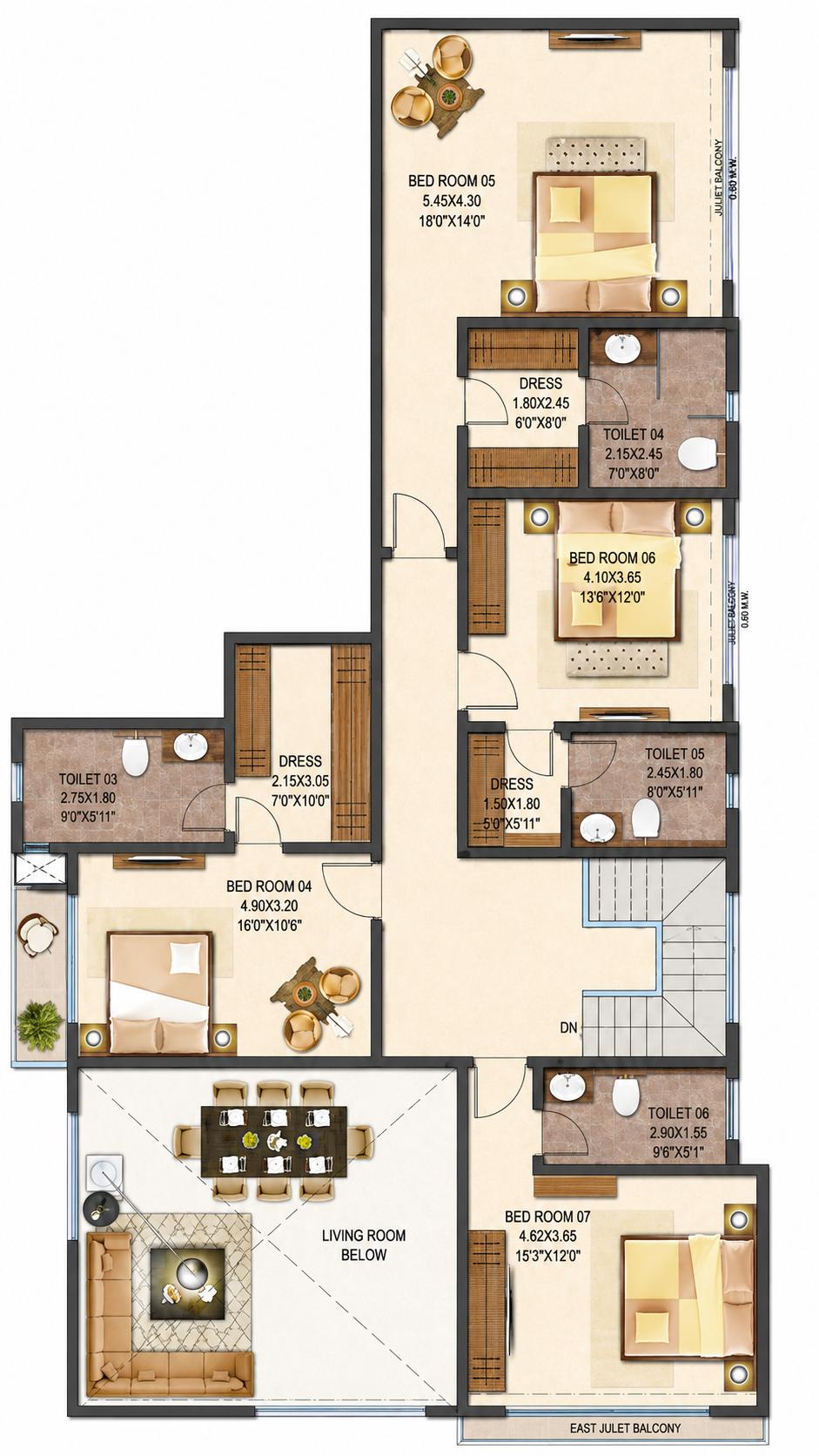 6BHK floor plan