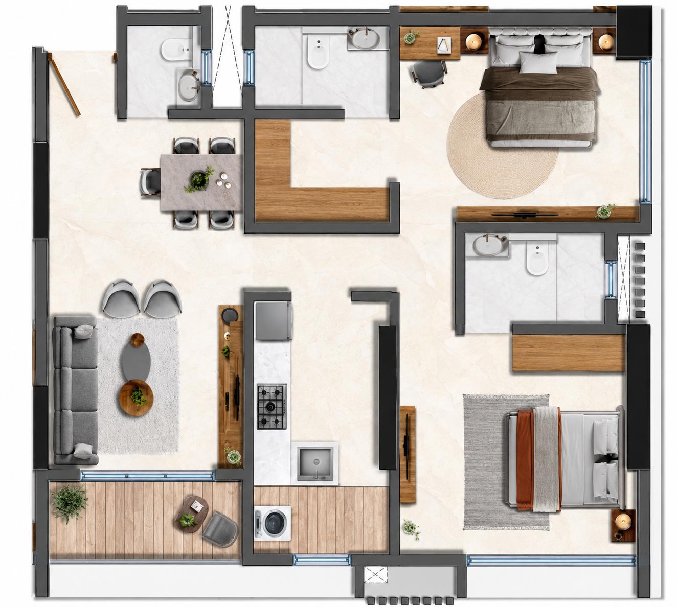 2BHK Premium floor plan