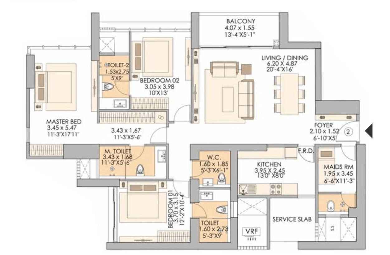 3.5 BHK floor plan