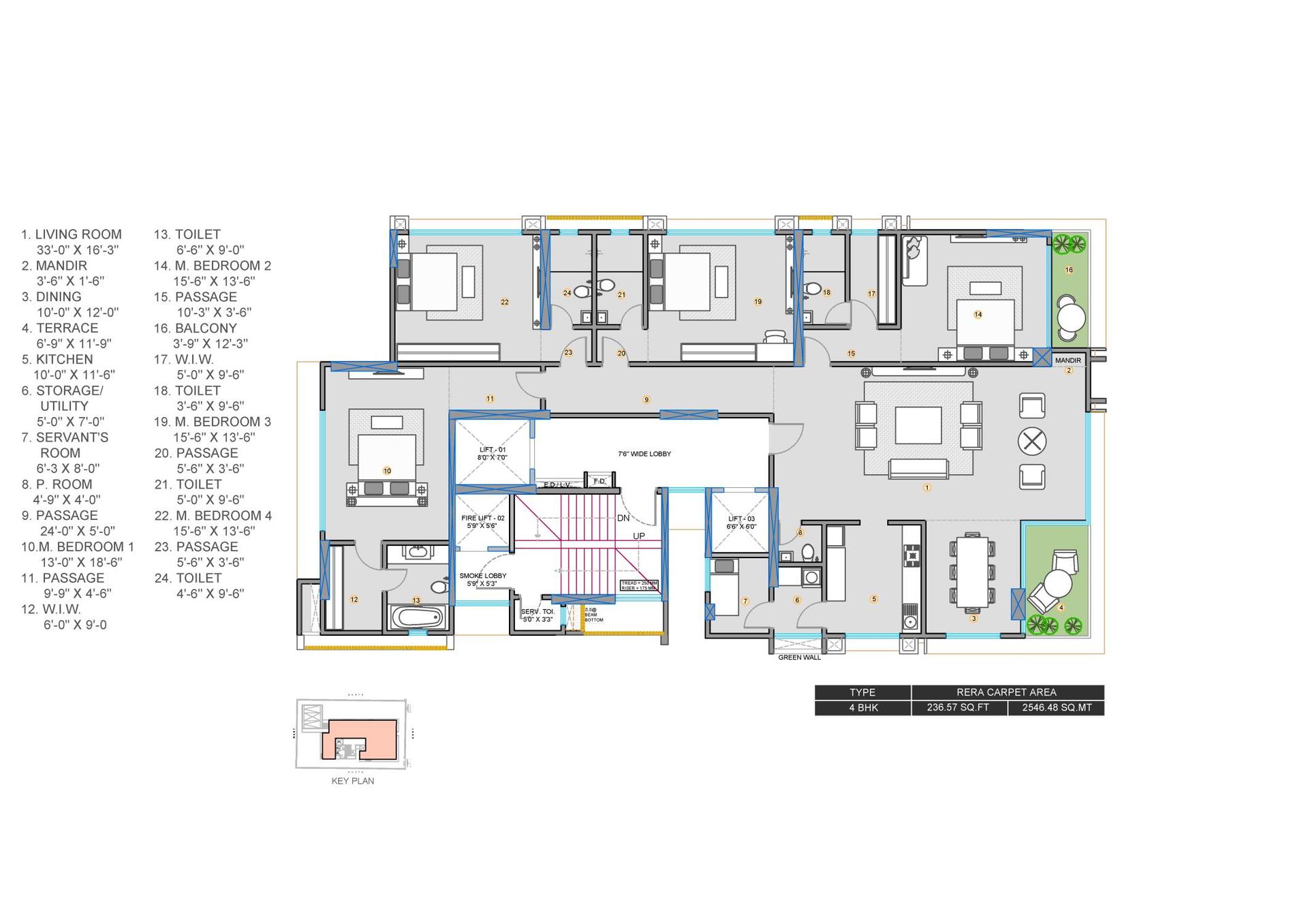 4 BHK floor plan