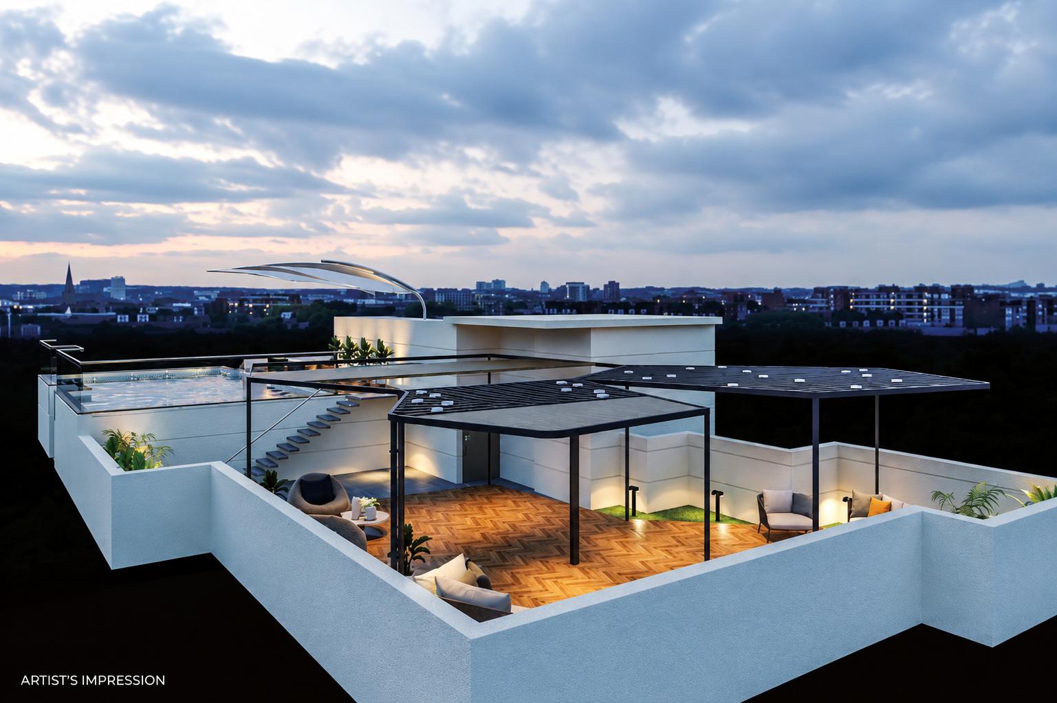 Rooftop terrace at Regent Aurum, Girgaon