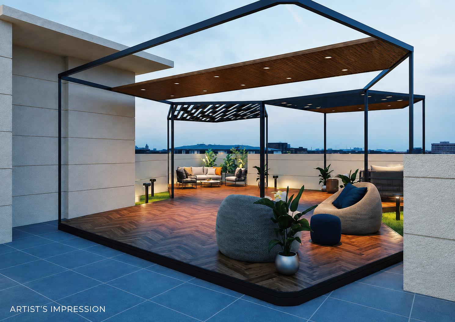 Rooftop terrace at Regent Aurum, Girgaon
