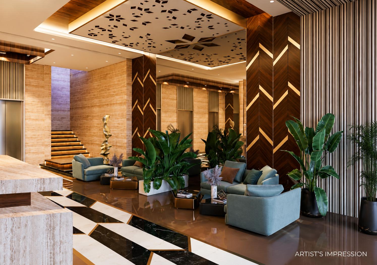 Grand entrance lobby at Regent Aurum, Girgaon