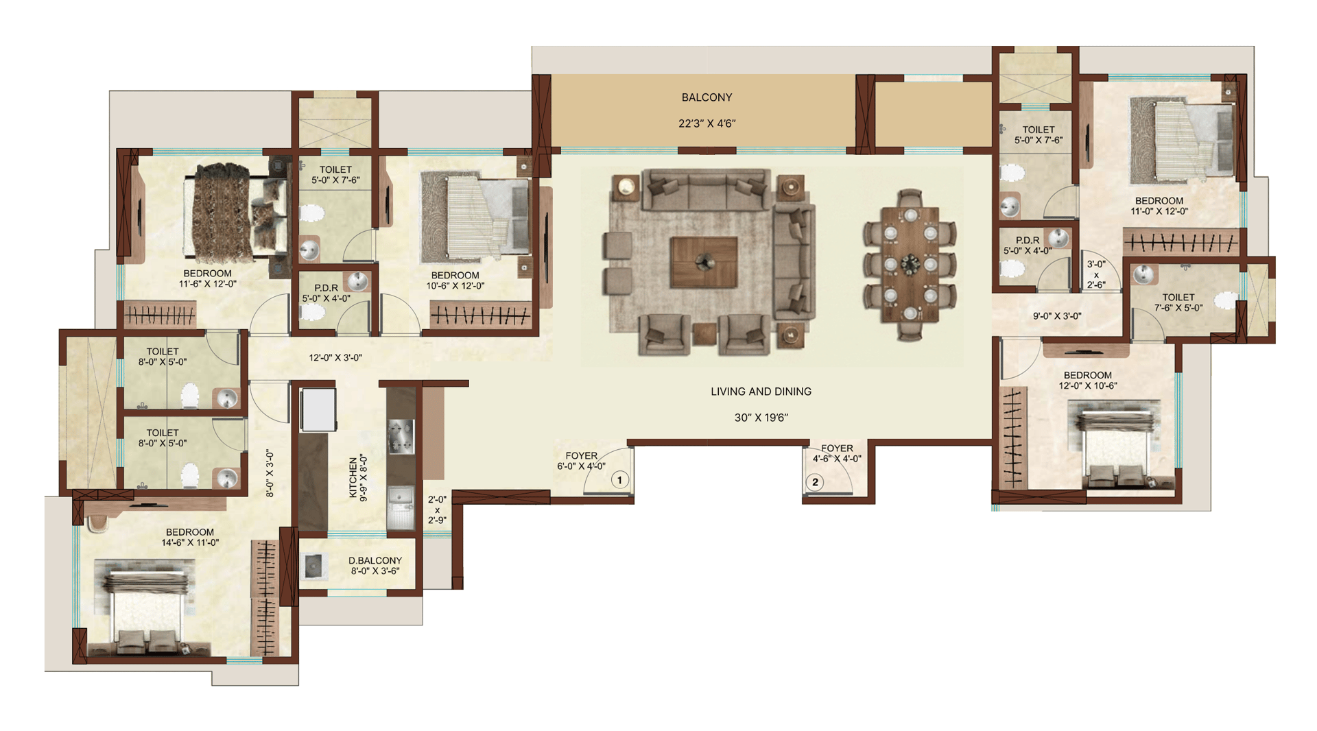 5 BHK floor plan