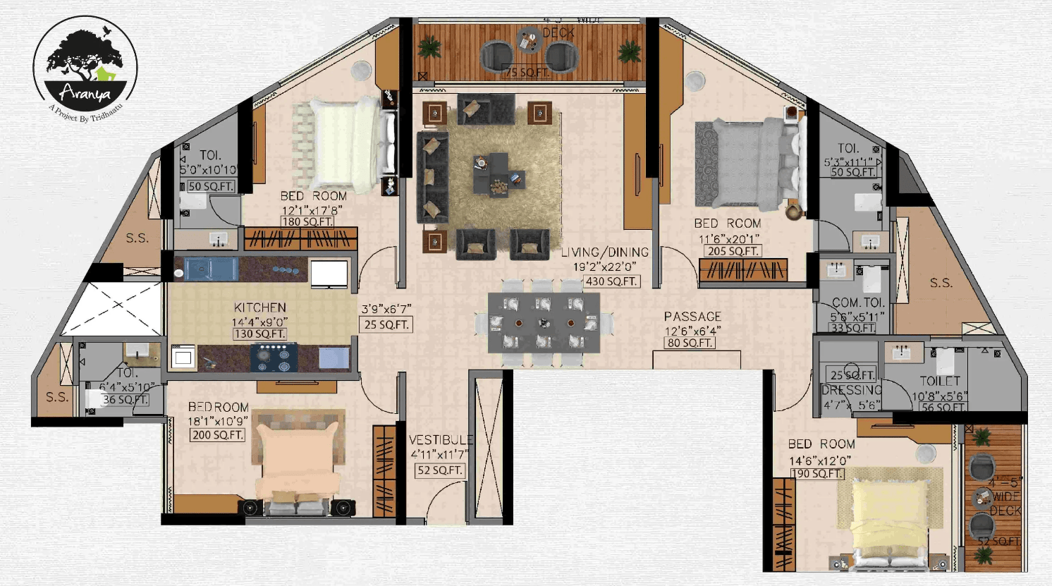 4 BHK floor plan