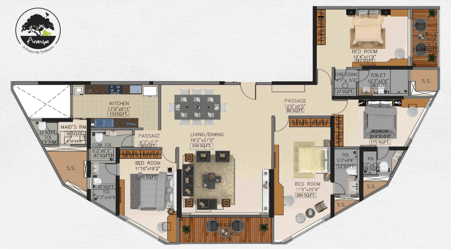 4 BHK floor plan
