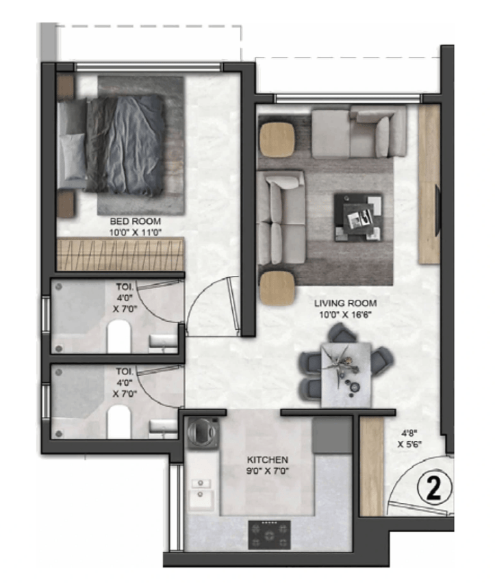 1 BHK floor plan