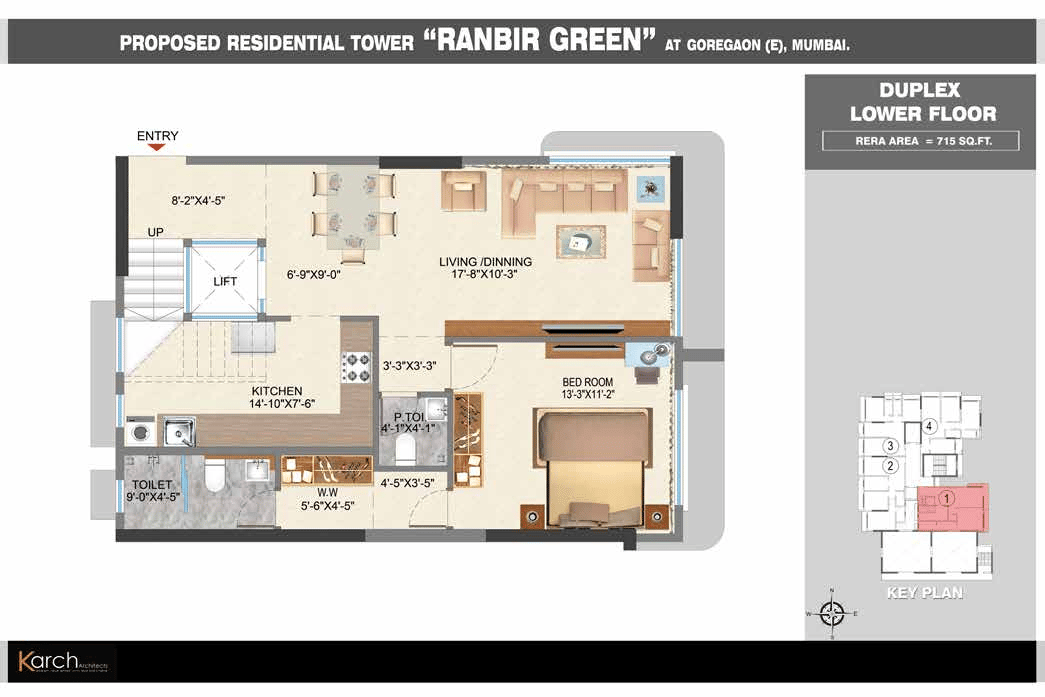 3BHK floor plan