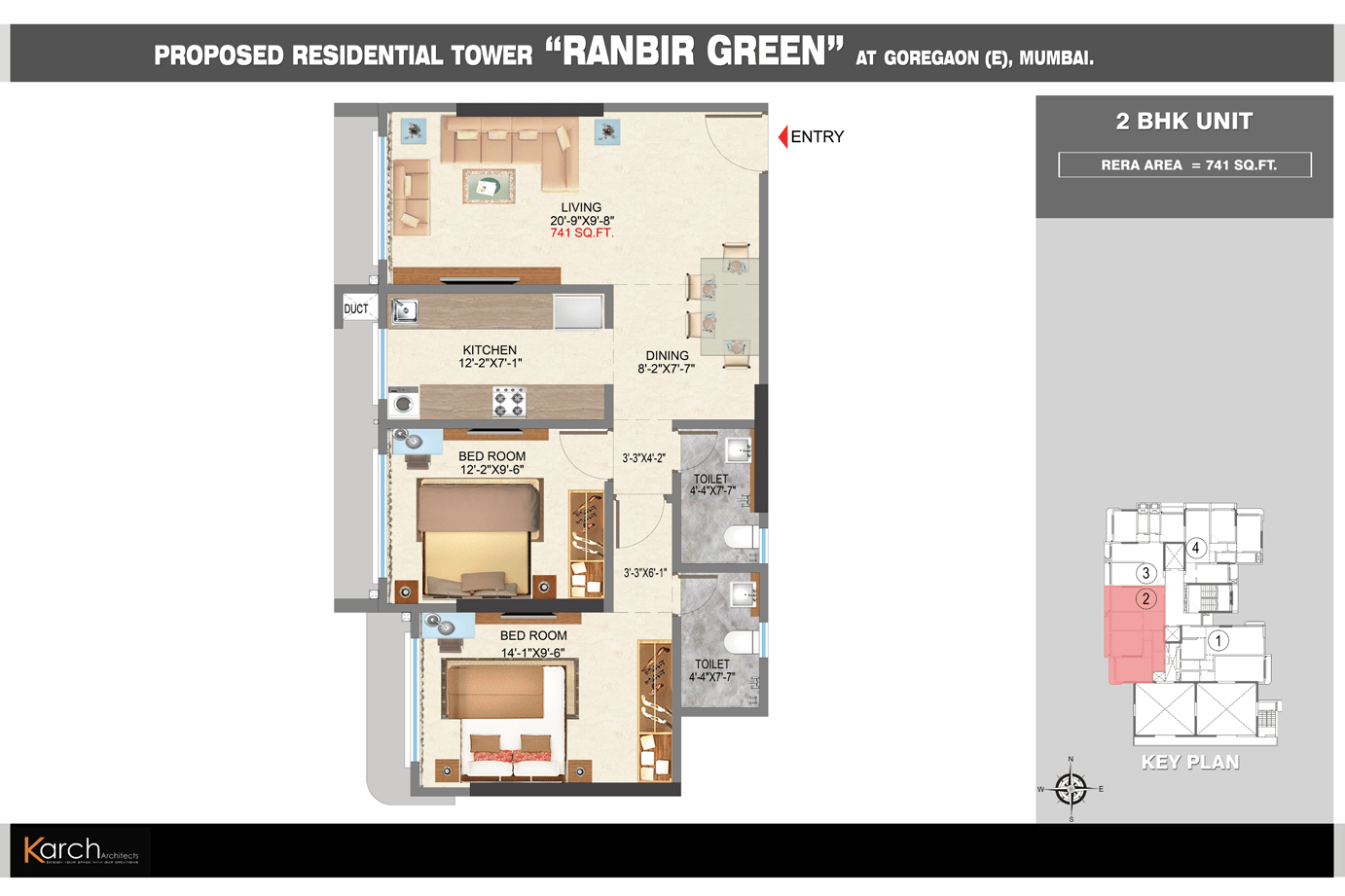 2BHK Type4 floor plan