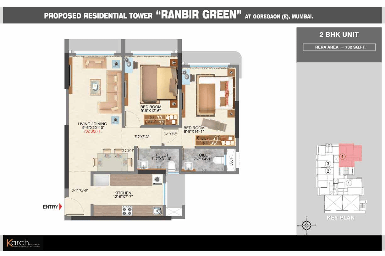 2BHK Type3 floor plan