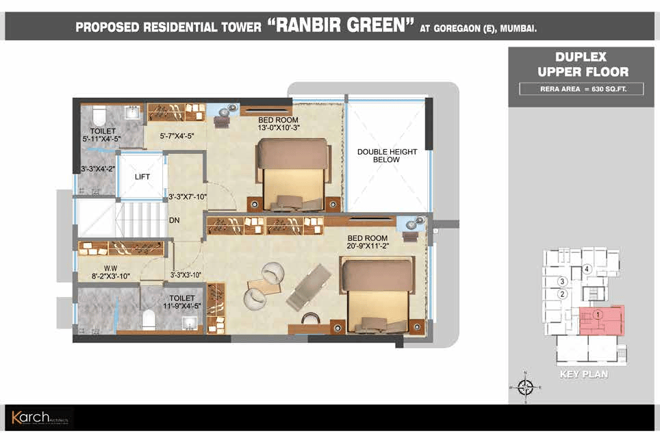 3BHK floor plan