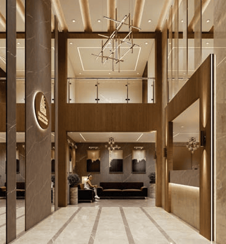 Grand entrance lobby at Empire Maitri The Legend, Ghatkopar East