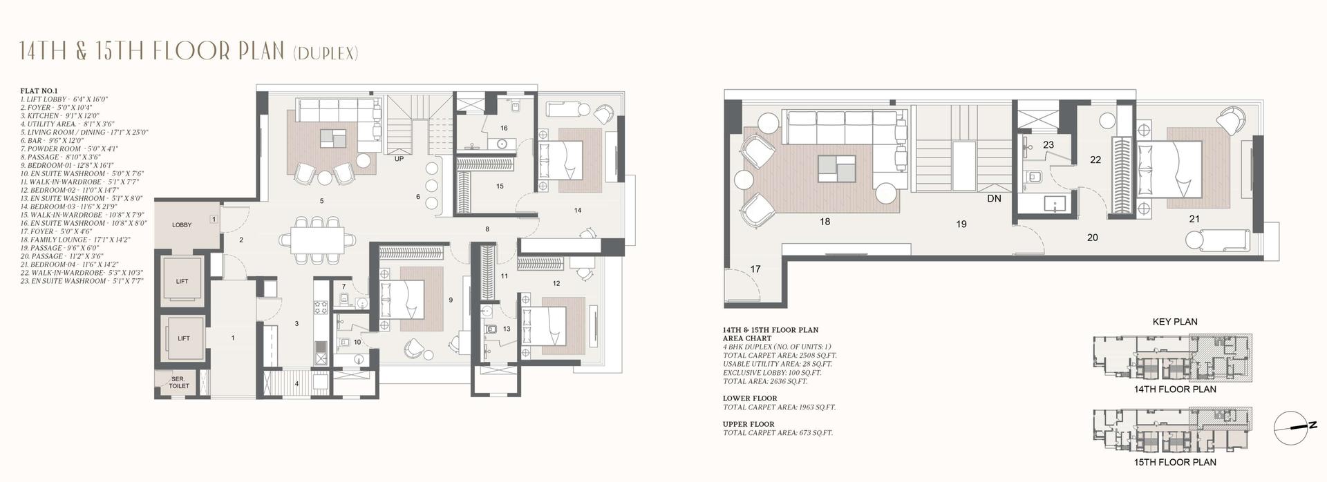 4BHK Duplex floor plan