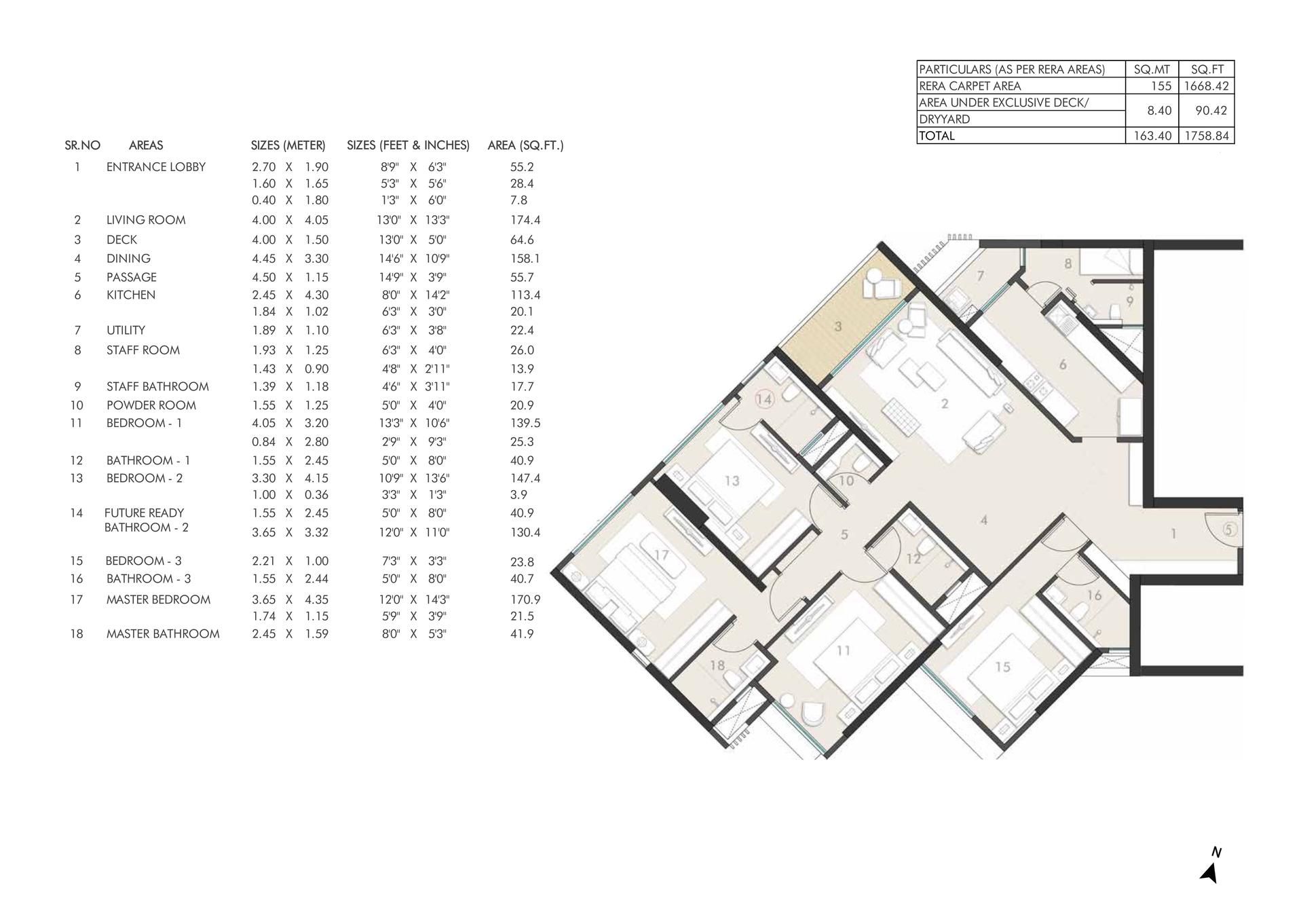 4BHK Type 1 floor plan