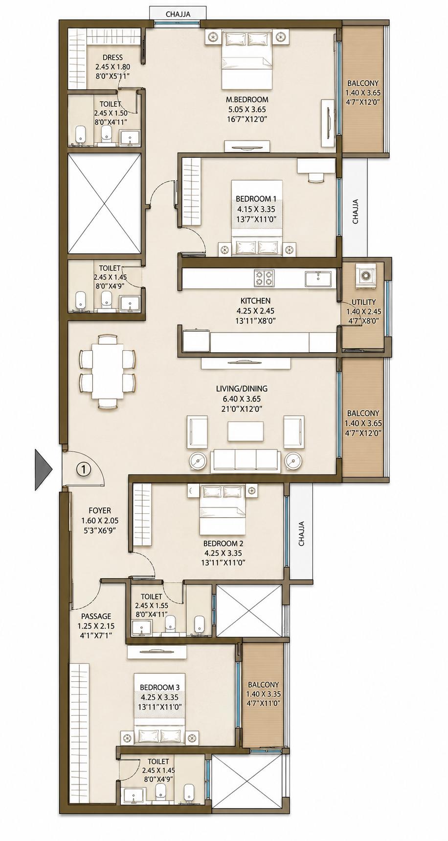 4BHK floor plan