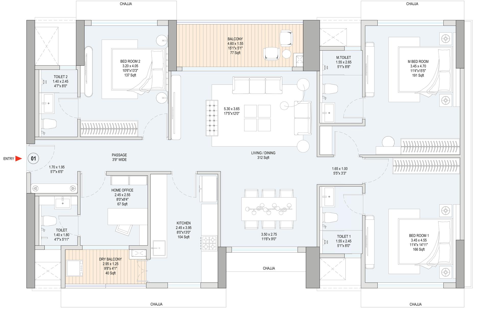 3.5 BHK floor plan
