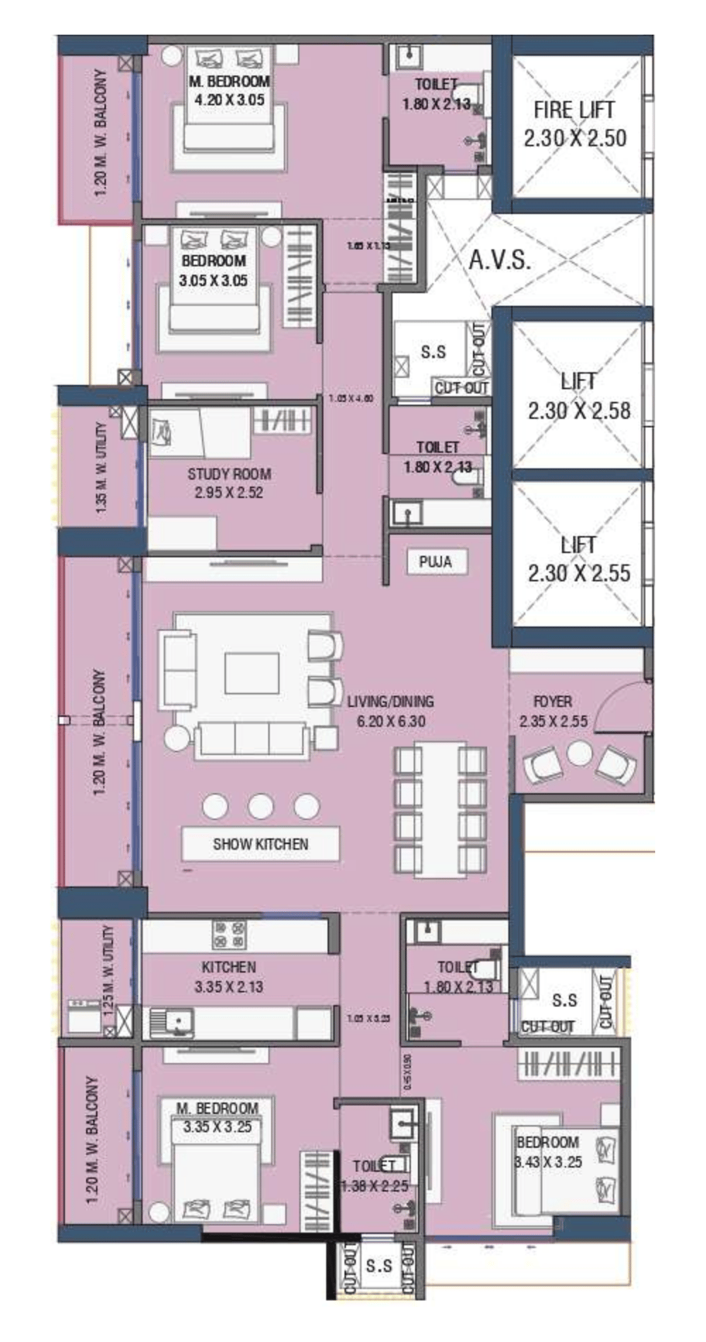 4.5 BHK floor plan