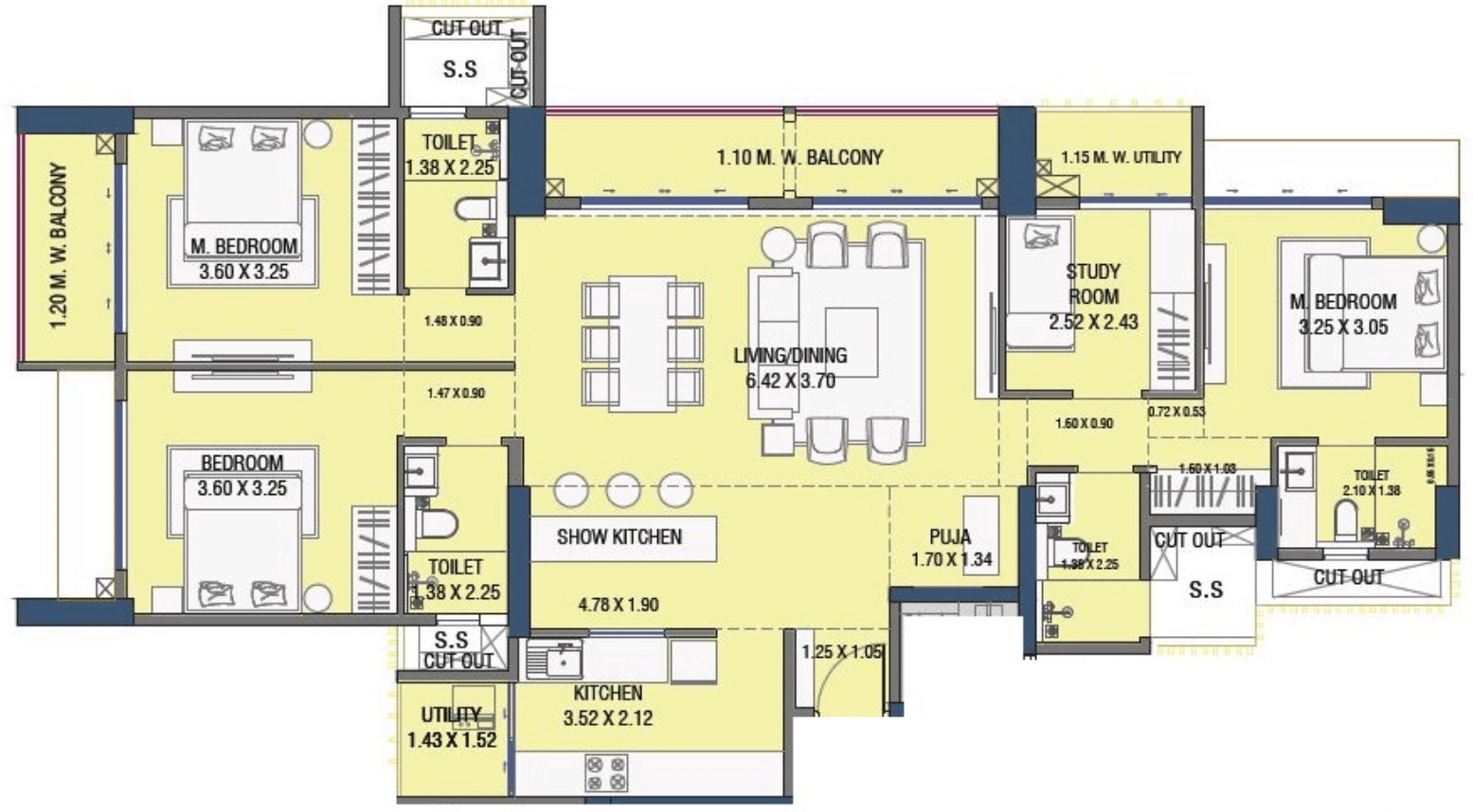 3.5 BHK floor plan