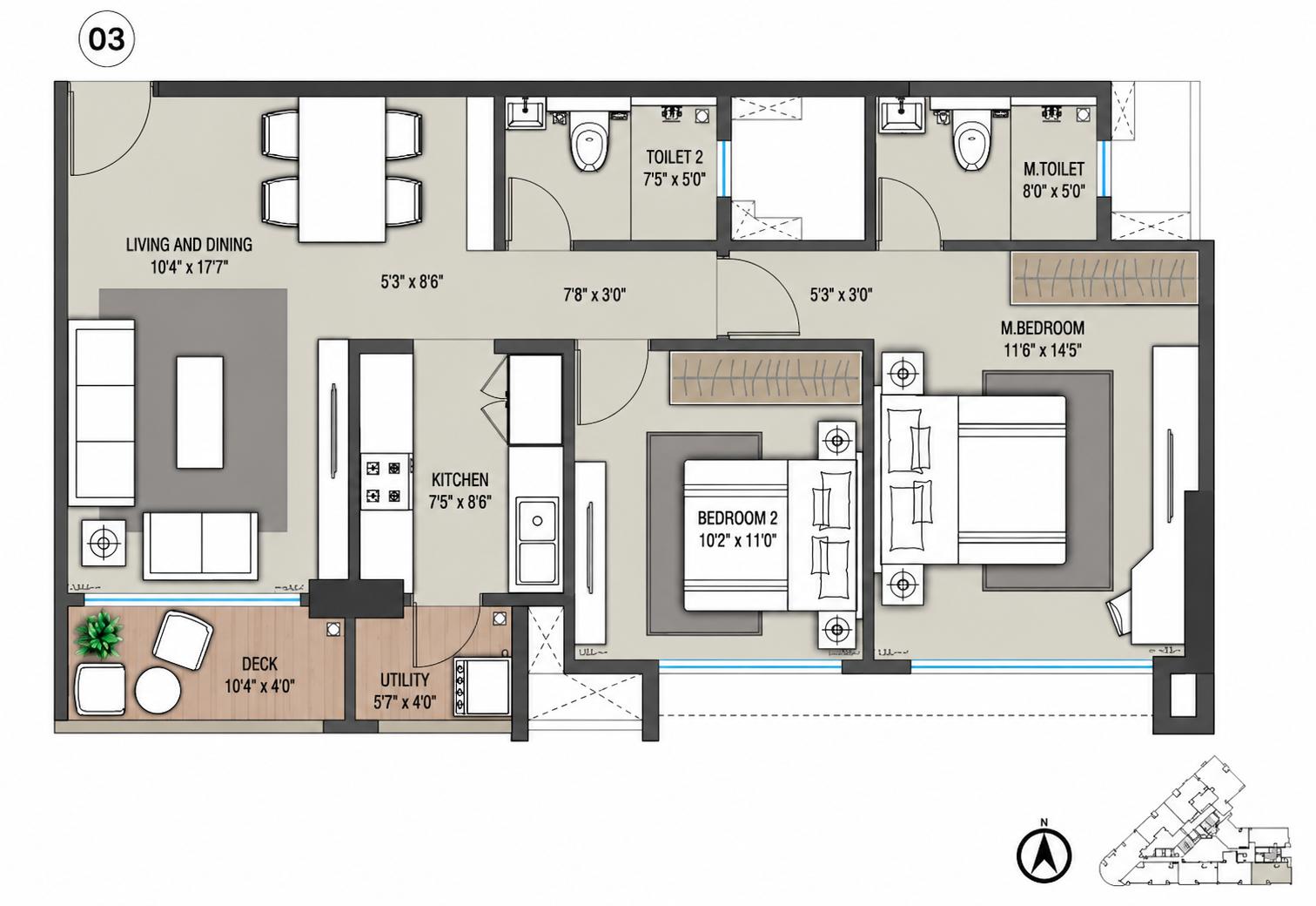 2BHK Signature floor plan