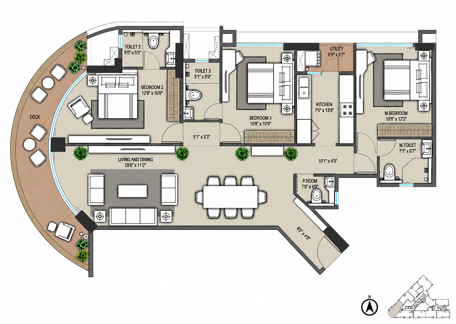 3BHK Elite floor plan