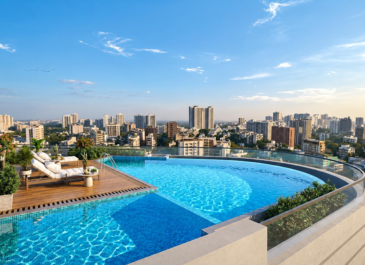Swimming pool at Shapoorji Pallonji Nine Arcs, Santacruz East