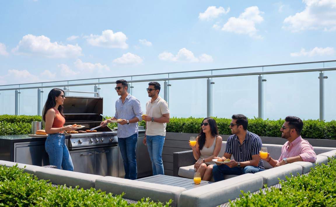 BBQ area at Shapoorji Pallonji Nine Arcs, Santacruz East