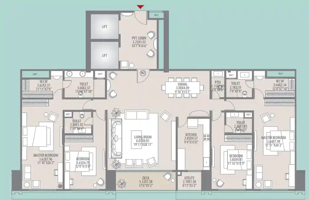 4BHK floor plan