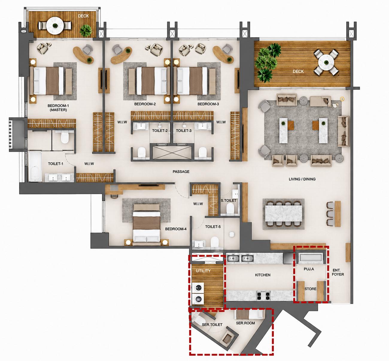 4 BHK - T3 floor plan