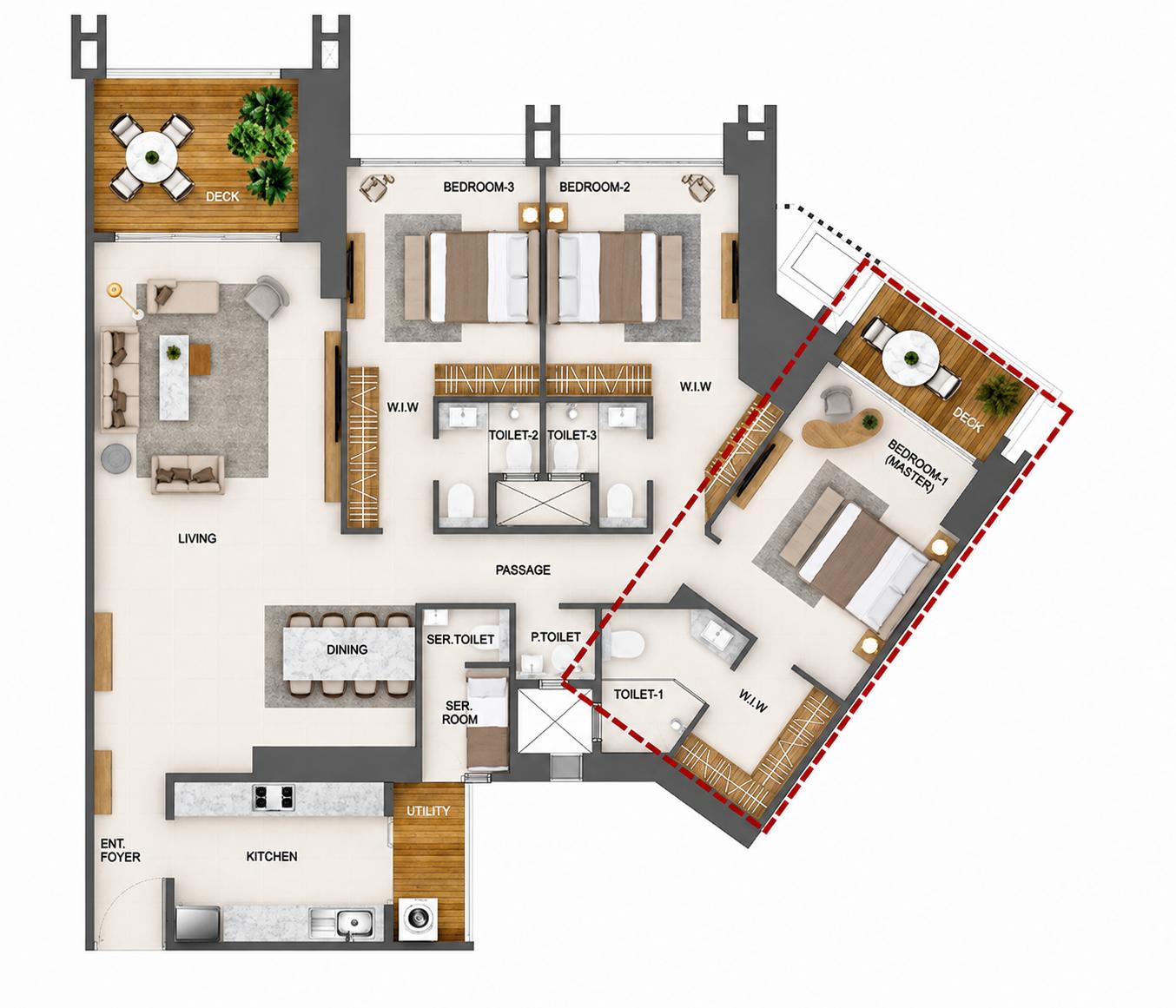 3 BHK - T3 floor plan