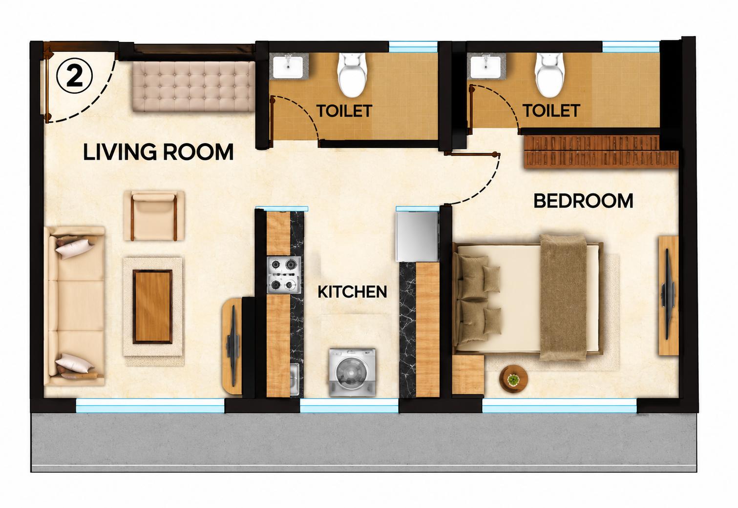 1BHK floor plan