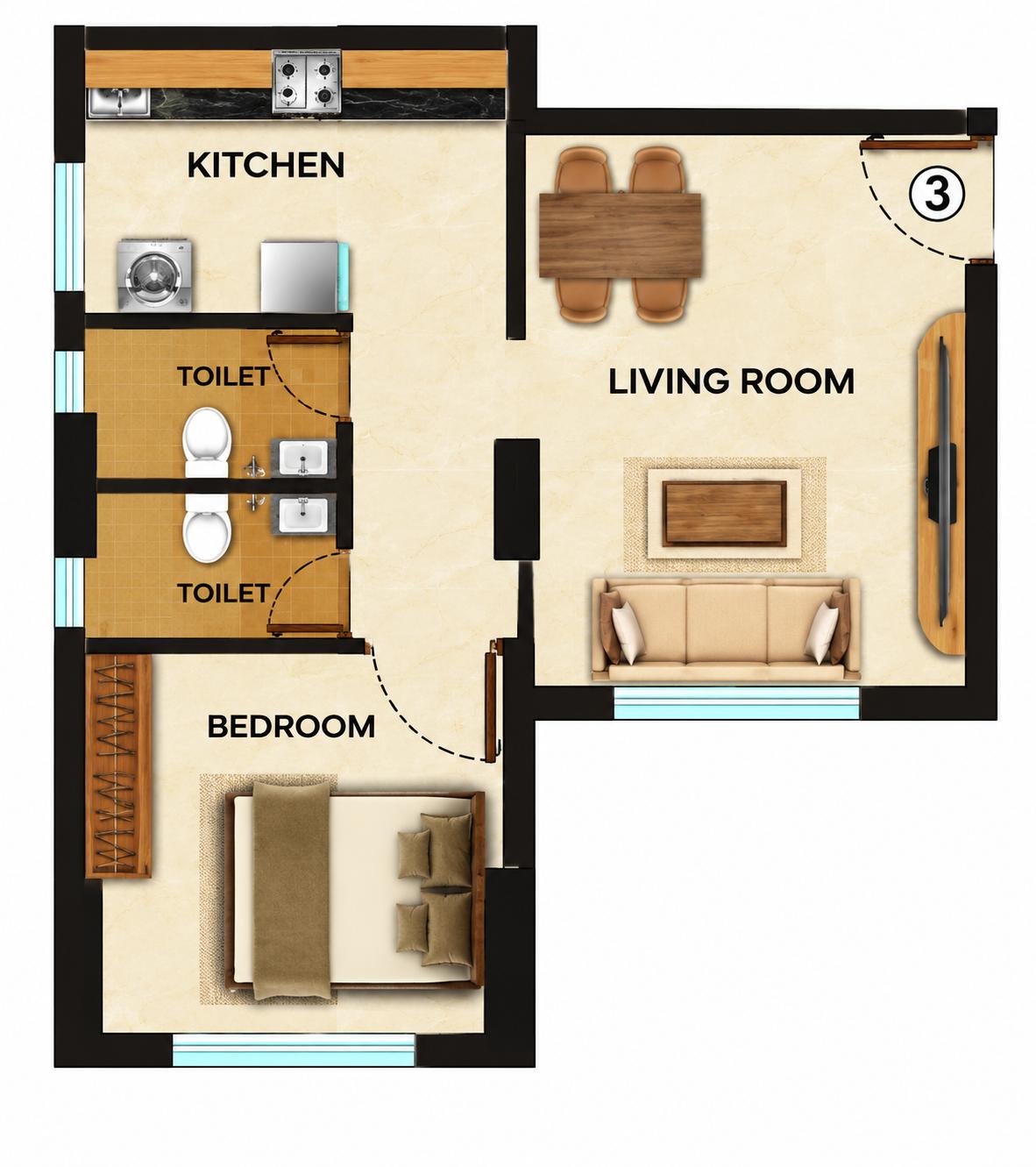 1BHK Luxury floor plan