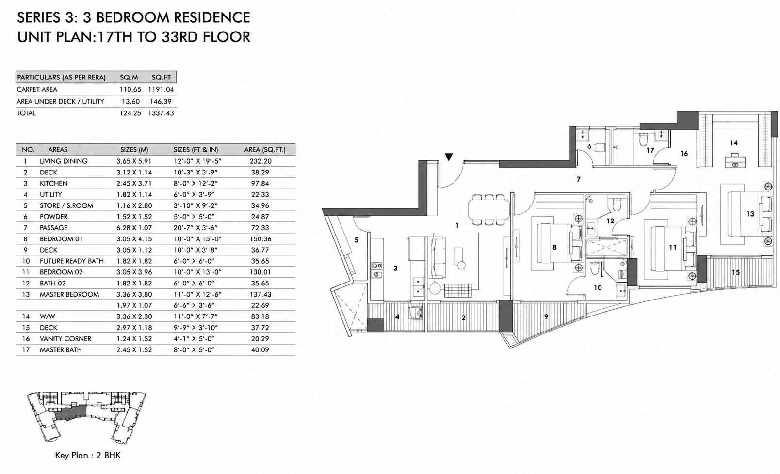 3 BHK - T1 floor plan