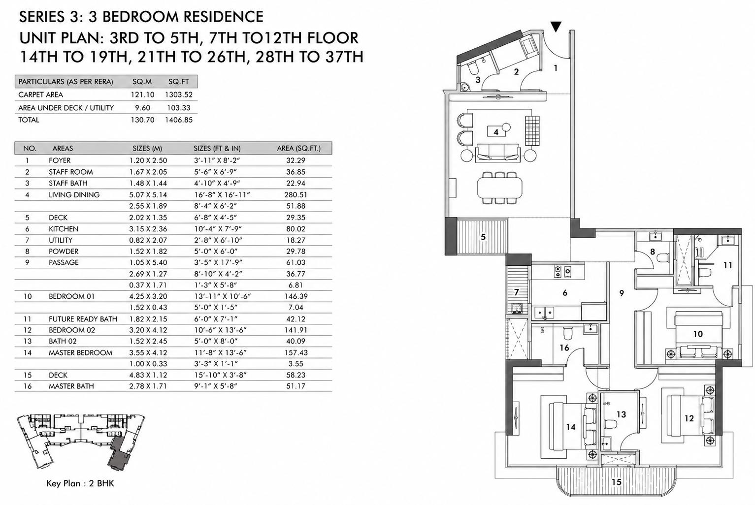 3 BHK - T2 floor plan