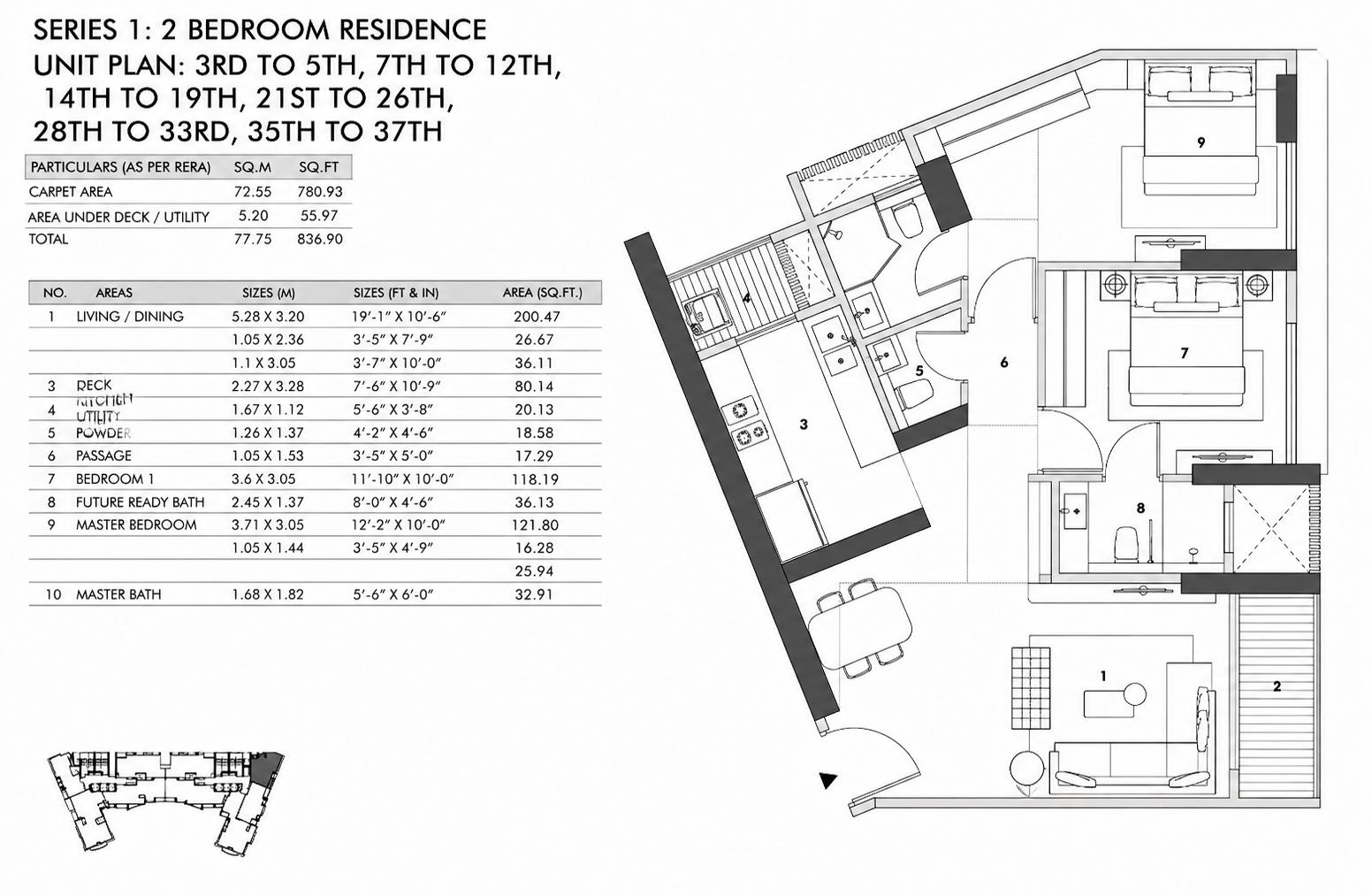 2 BHK - T2 floor plan