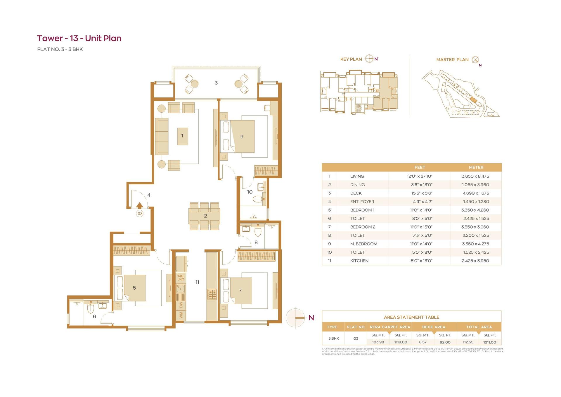 3BHK Elite (Type 1) floor plan