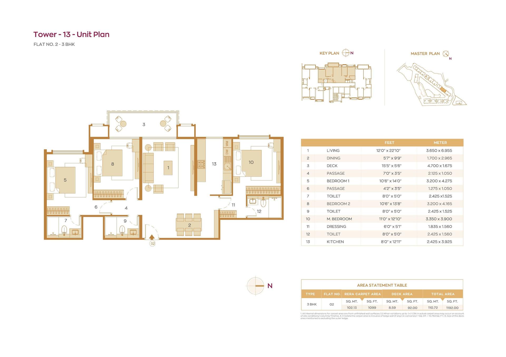 3BHK Grand floor plan