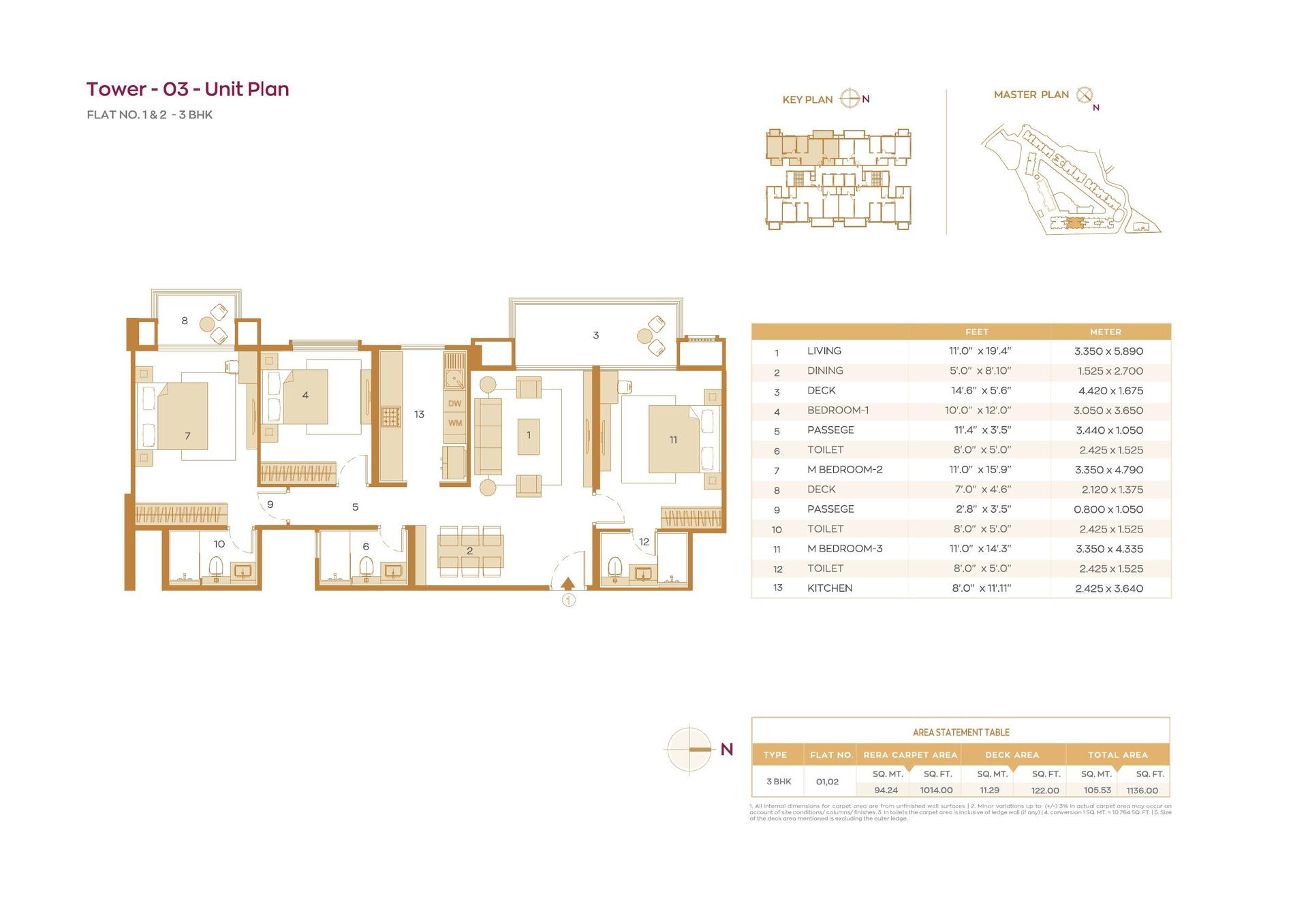 3BHK Luxe floor plan