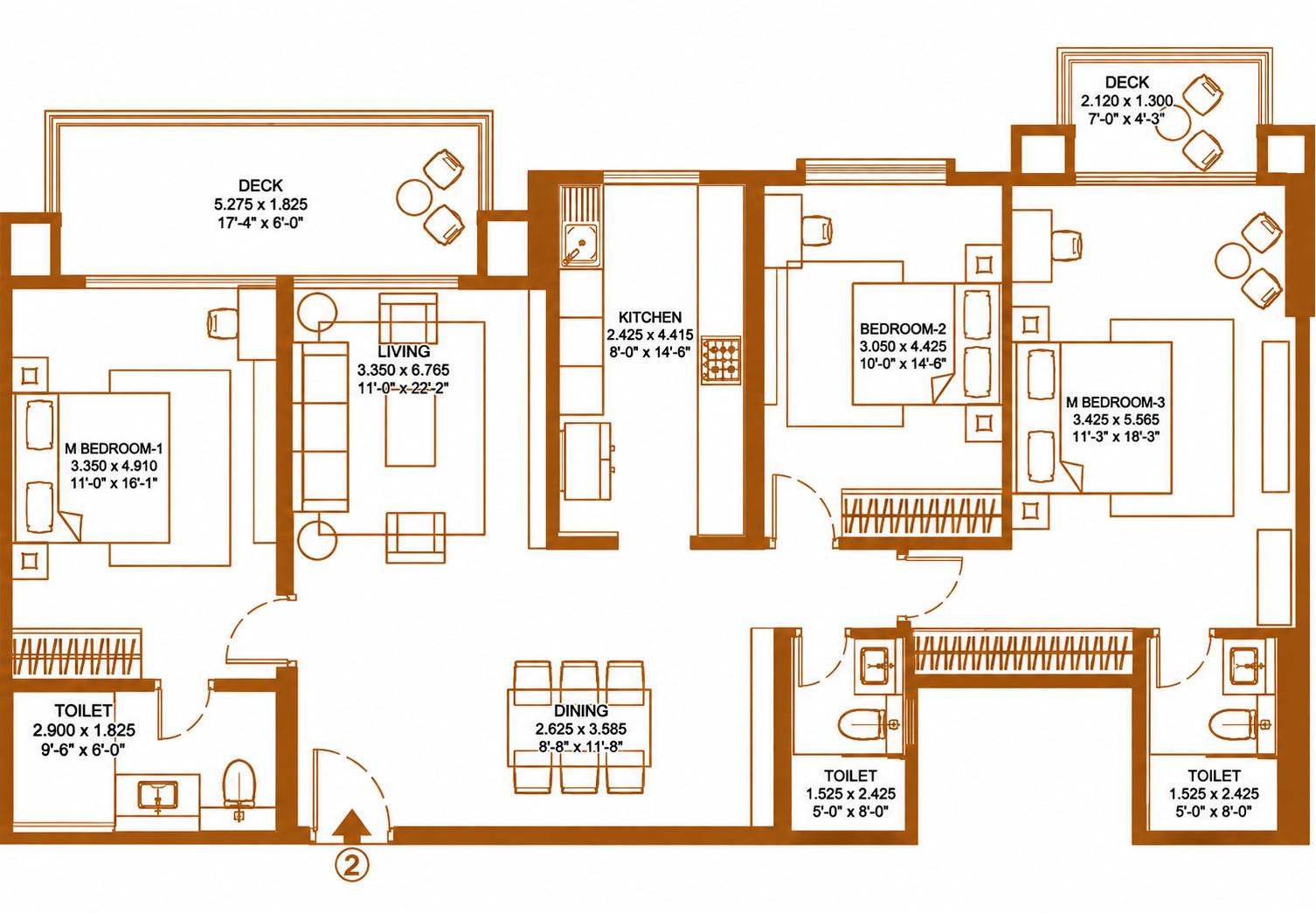 3BHK Ultra Luxury floor plan