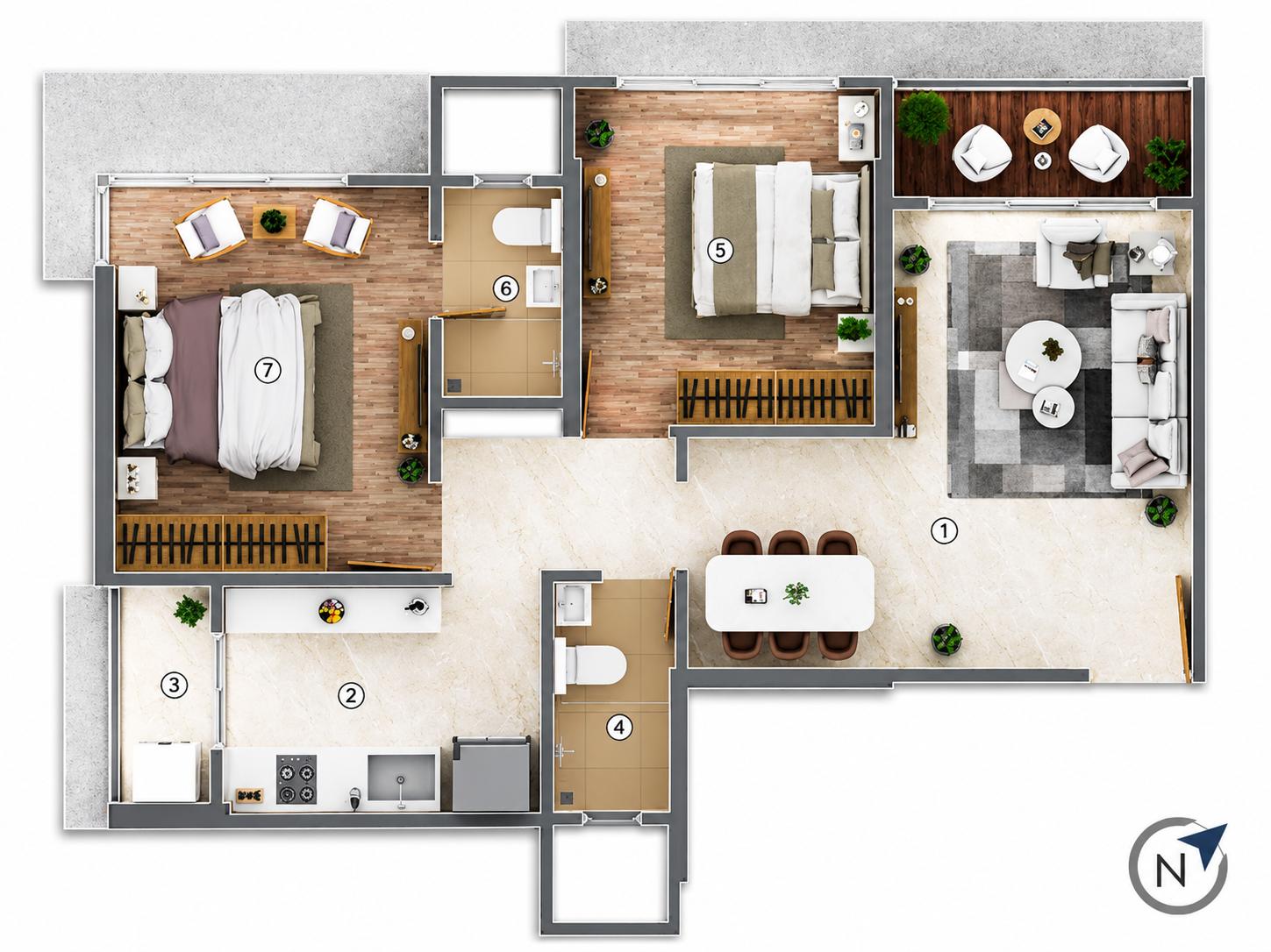 2BHK floor plan