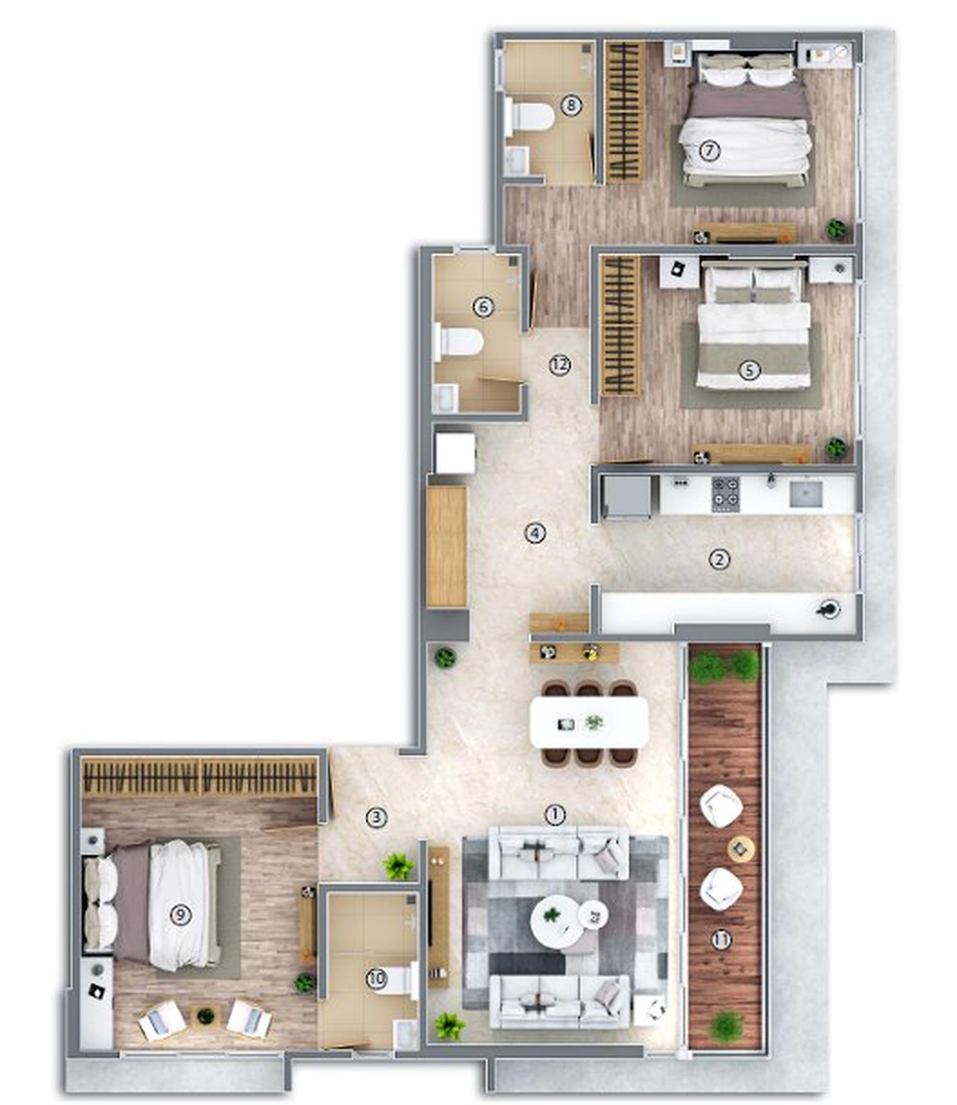 3BHK floor plan