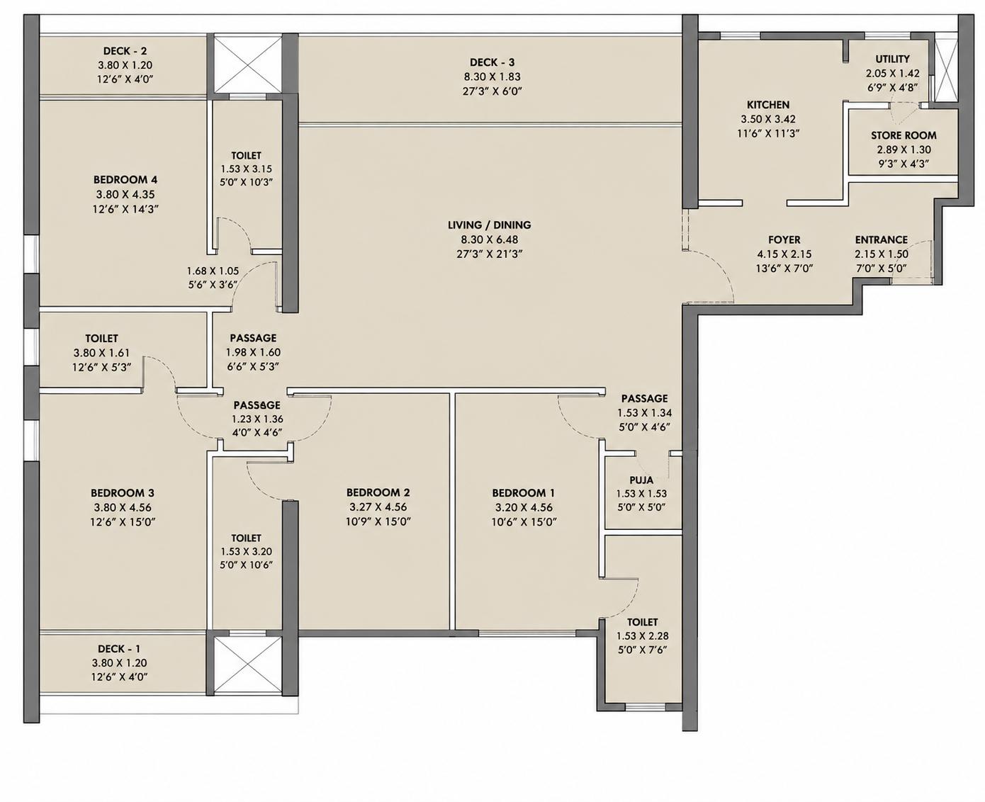 4BHK floor plan