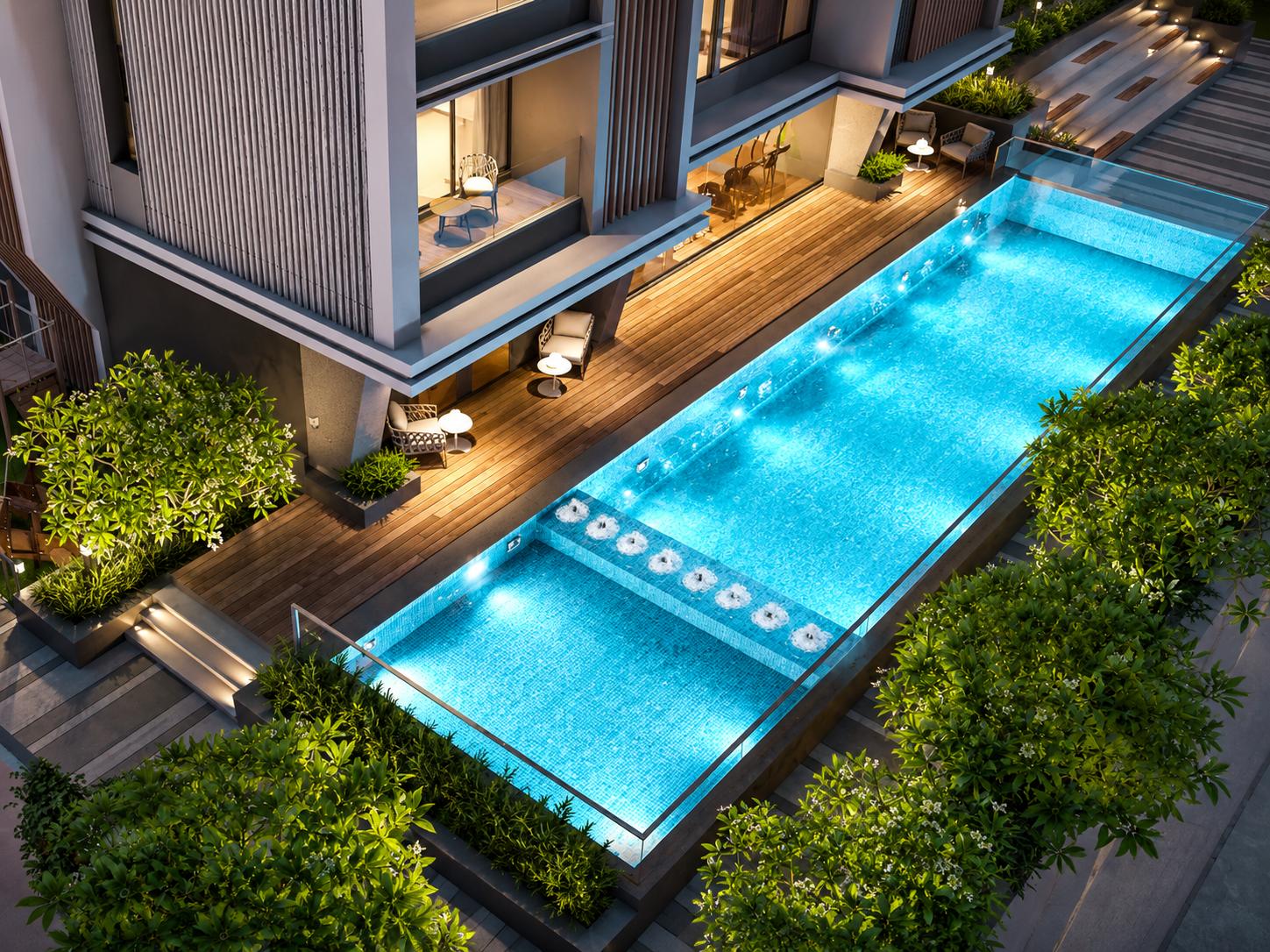 Swimming pool at Viceroy Prive, Kandivali East