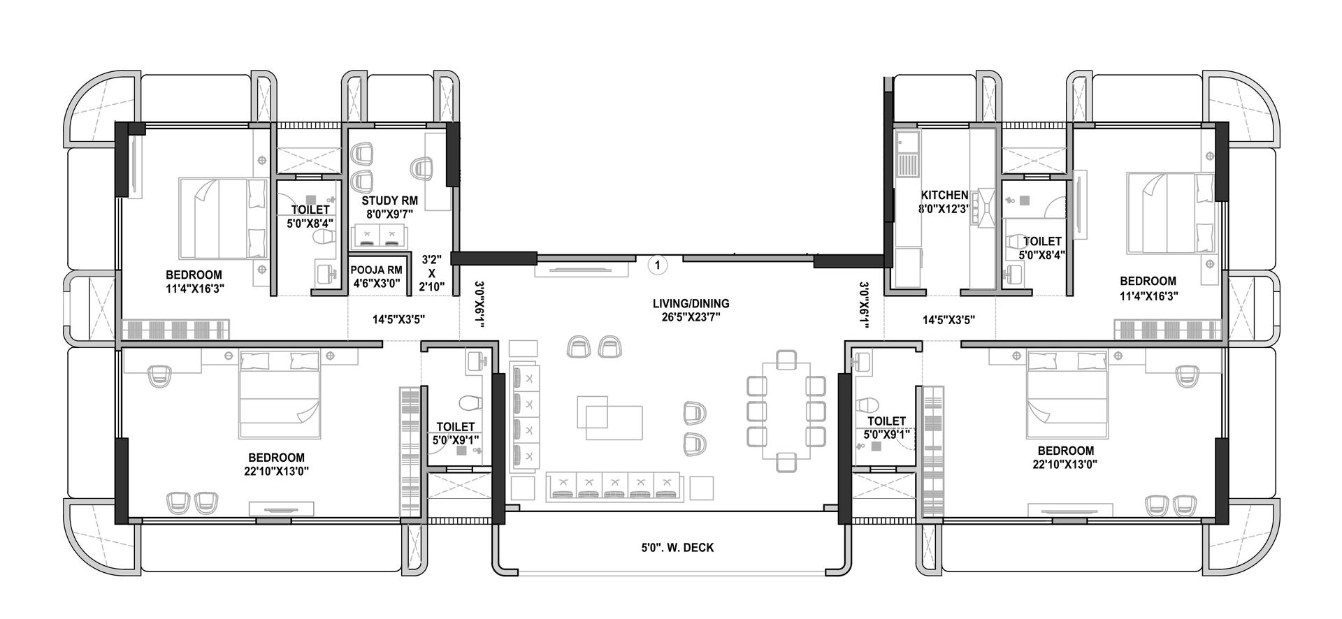 4BHK floor plan