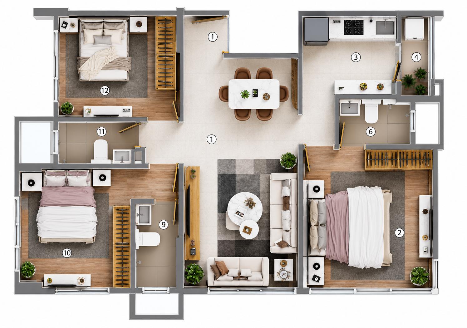 3BHK Premium floor plan