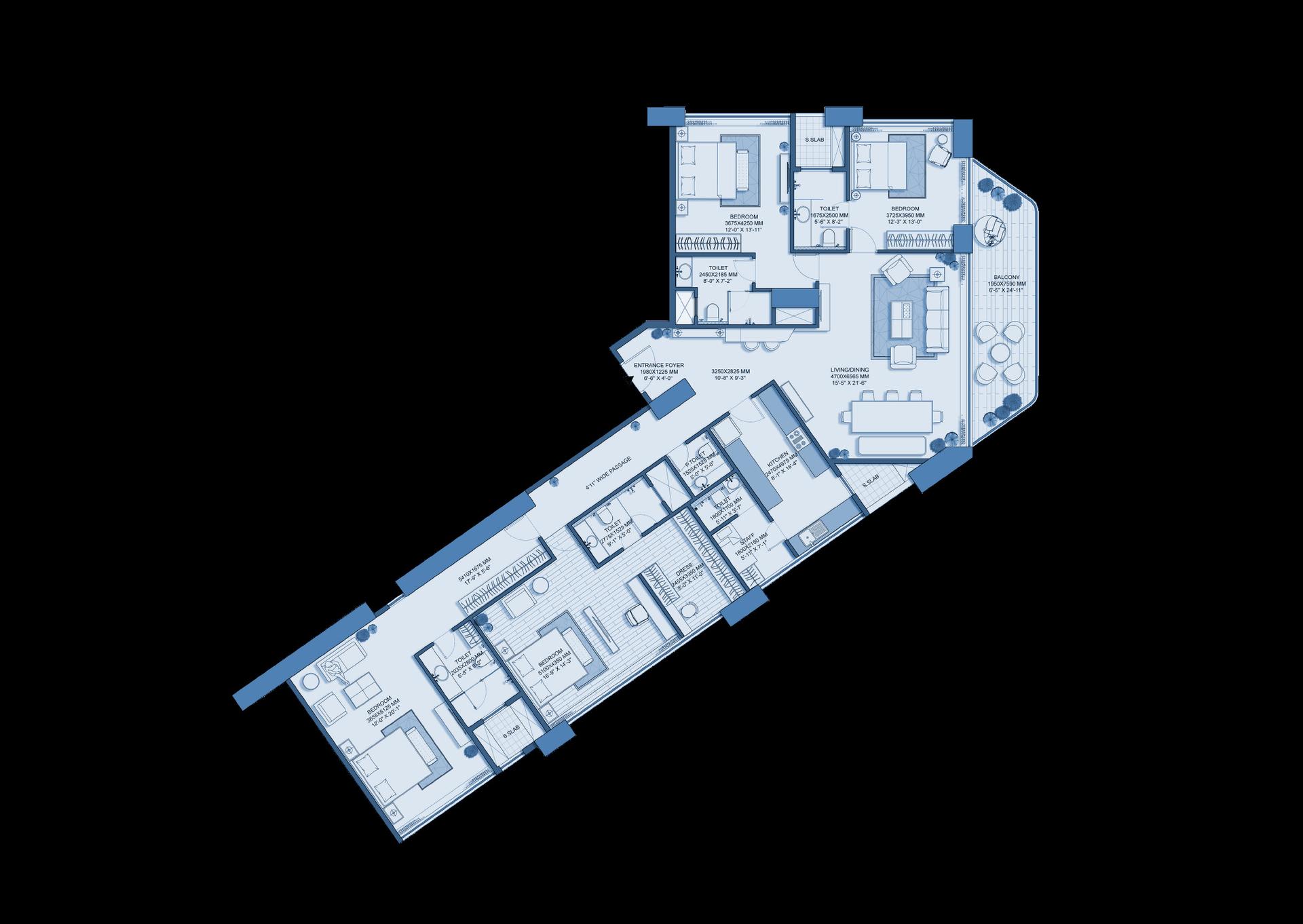 4BHK Elite floor plan